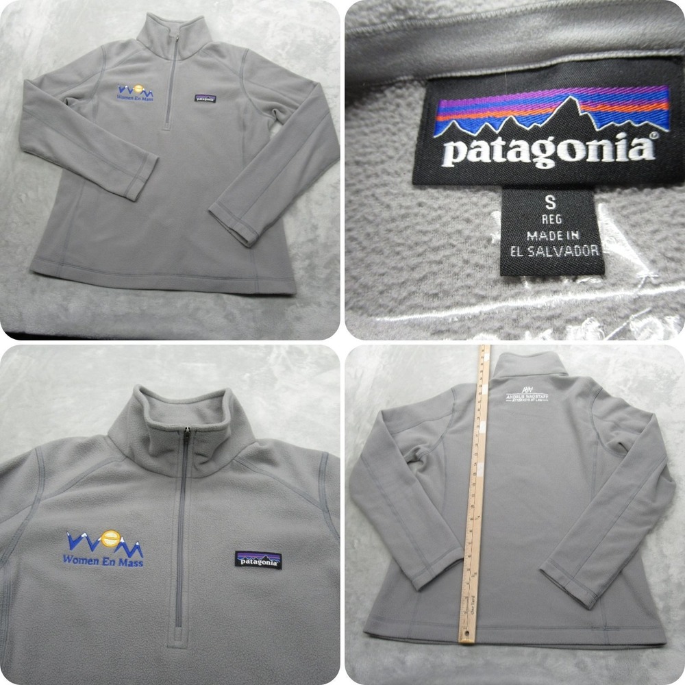 Patagonia Sweatshirt Womens Small‎ Gray Lightweight Micro D 1/4-Zip Fleece Logo